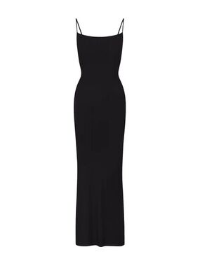 SKIMS Black Slim Spaghetti-Strap Maxi Slip Dress